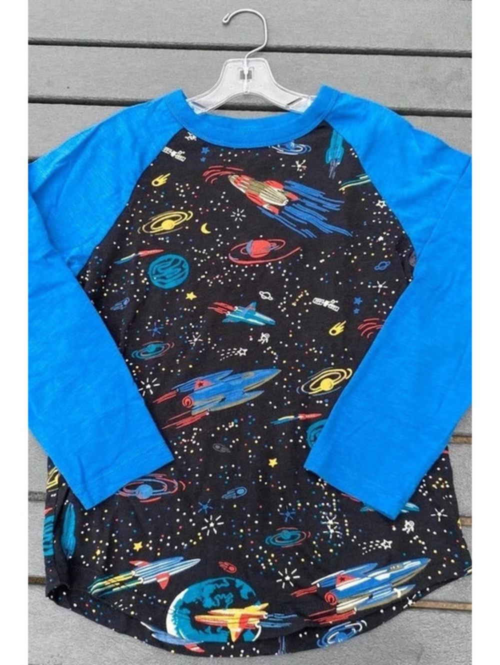 Hanna Andersson Boys Long Sleeve Tee Shirt Outer Space Size 8